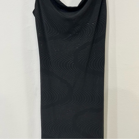 Vintage City Triangles Classy Scoop Neck Midi Shimmer Sparkle Black Dress Medium - Picture 3 of 8